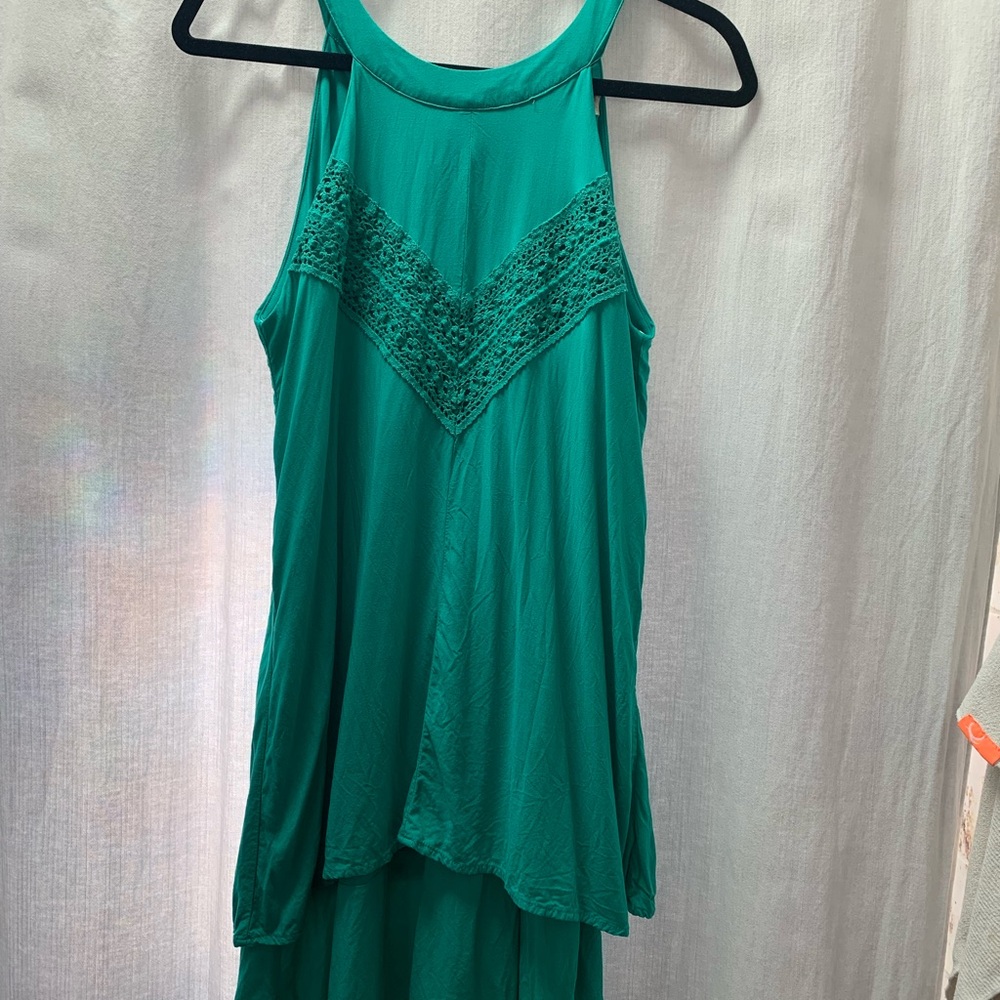 Altar'd State Green Halter Tiered Midi Dress